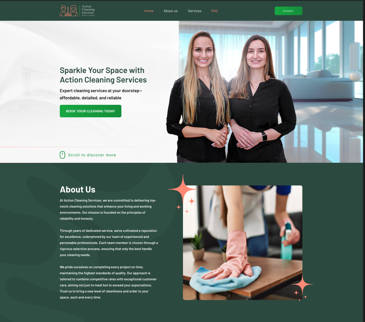 Prévia do projeto Action Cleaning Services